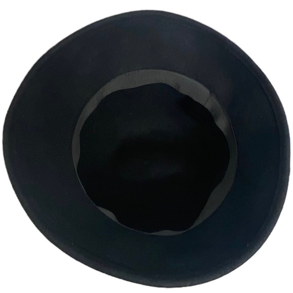 Magid Women’s Solid Black Wool Blend Hat With Brim & Fabric Flowers One Size - Picture 7 of 7